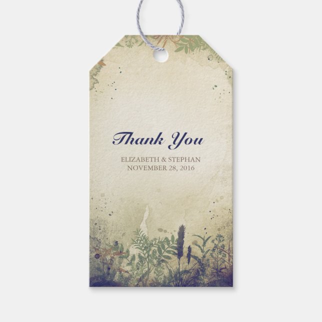 Étiquettes-cadeau Merci Mariage rustique en bois - NAVY (Devant)