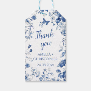 Étiquettes-cadeau Merci mariage tag cadeau Bleu fleurs vintages