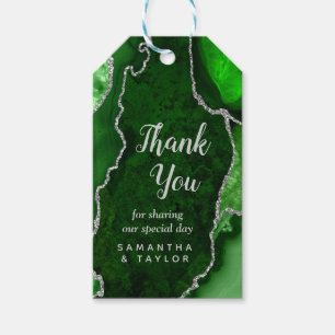 Étiquettes-cadeau Merci Mariage vert et argenté