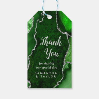 Étiquettes-cadeau Merci Mariage vert et argenté