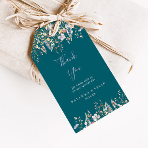 Étiquettes-cadeau Merci Mariage vert Fleur sauvage multicolore