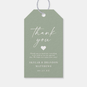 Étiquettes-cadeau Merci Mariage vert simple et élégant