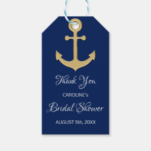 Étiquettes-cadeau MERCI Marine Bleue Ancre FÊTE DES MARIÉES