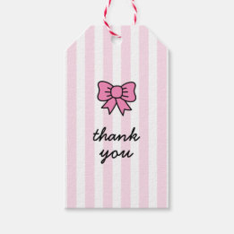 Étiquettes-cadeau Merci mignon carton rose Bow