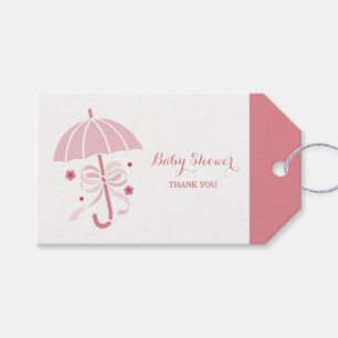 Étiquettes-cadeau Merci mignon de parapluie de rose de douche de