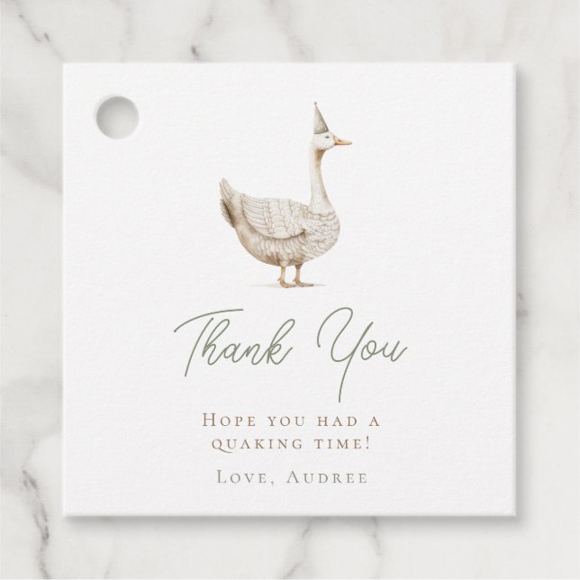 Étiquettes Cadeau Merci minimaliste d'anniversaire de l'oie soie (Devant)