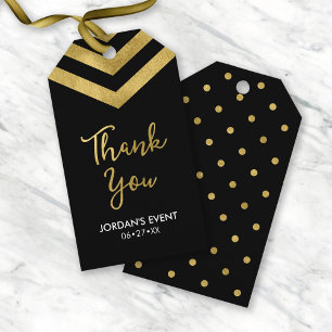Étiquettes-cadeau Merci moderne de Chevron d'or de Faux
