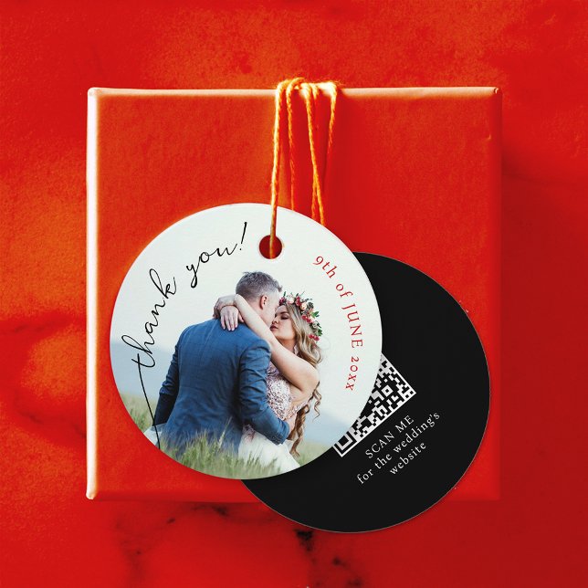Étiquettes Cadeau Merci moderne élégant Mariage photo Web QR Code (Créateur téléchargé)