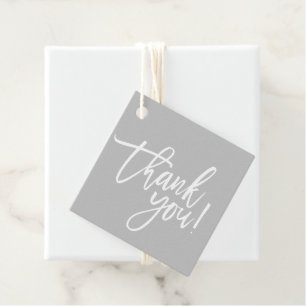 Étiquettes Cadeau MERCI moderne lettré blanc type gris