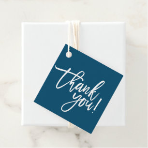 Étiquettes Cadeau MERCI moderne main lettré blanc type marine