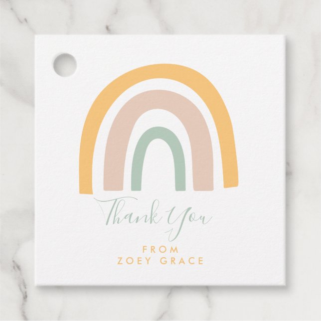 Étiquettes Cadeau Merci moderne Pastel Rainbow Party (Devant)