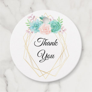 Étiquettes Cadeau Merci moderne rose et vert succulents