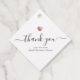 Étiquettes Cadeau Merci moderne Script Rose Or Petite entreprise F