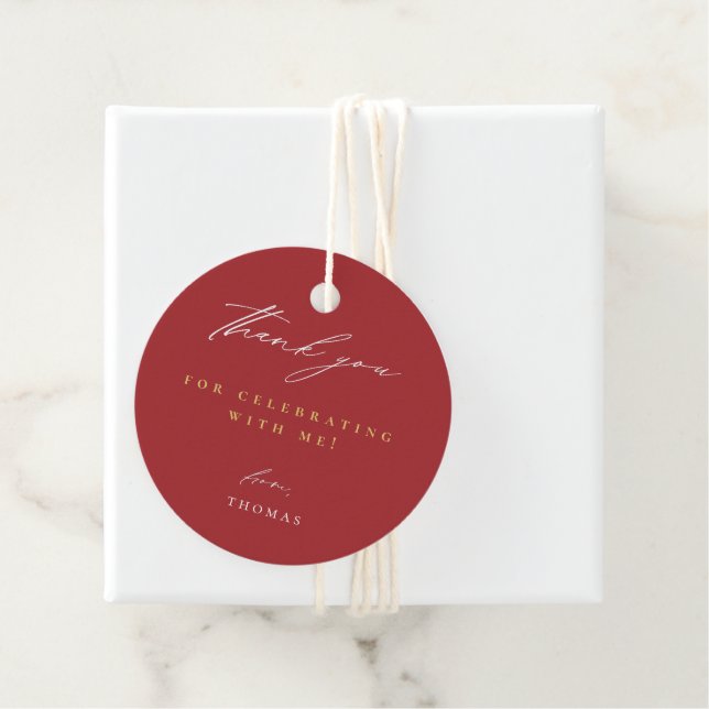 Étiquettes Cadeau Merci moderne Script rouge (En situation)