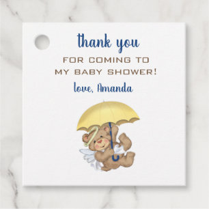 Étiquettes Cadeau Merci modifiable Ange Ours Ours Parapluie Baby sho