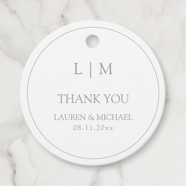 Étiquettes Cadeau Merci Monogramme simple (Devant)