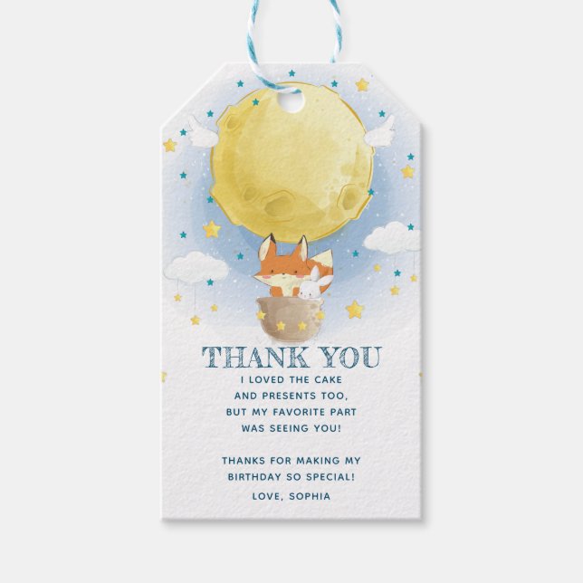 Étiquettes-cadeau Merci Moon air ballon (Devant)