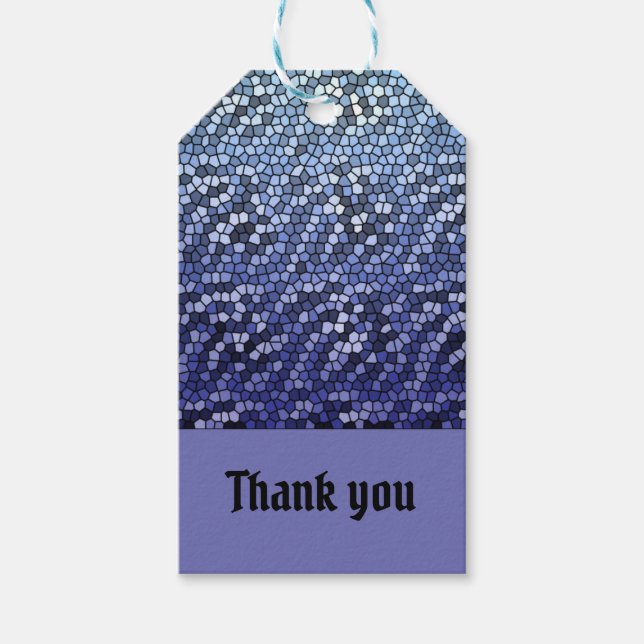 Étiquettes-cadeau Merci mosaïque Bleu Appréciation Abstraite (Devant)