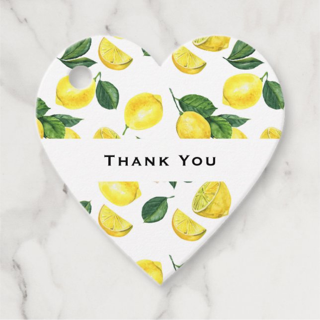 Étiquettes Cadeau Merci Motif aux fruits aux citrons jaunes (Devant)