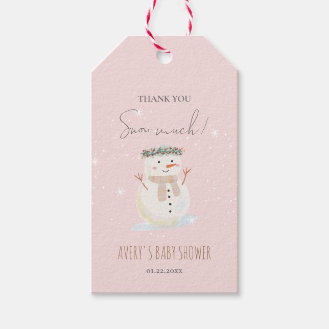 Étiquettes-cadeau Merci motoneige mignon neige beaucoup (Devant)