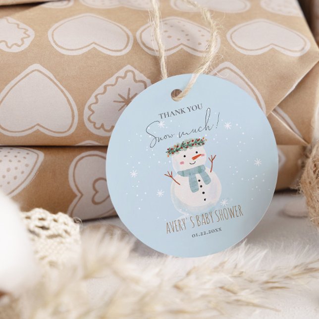 Étiquettes Cadeau Merci motoneige mignon neige beaucoup (Créateur téléchargé)