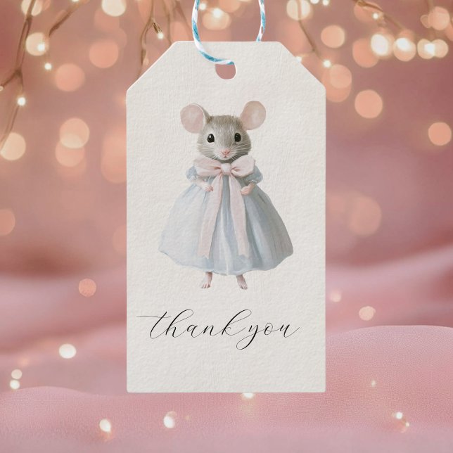 Étiquettes-cadeau Merci Mouse Whimsical Victorian Anniversaire (Créateur téléchargé)