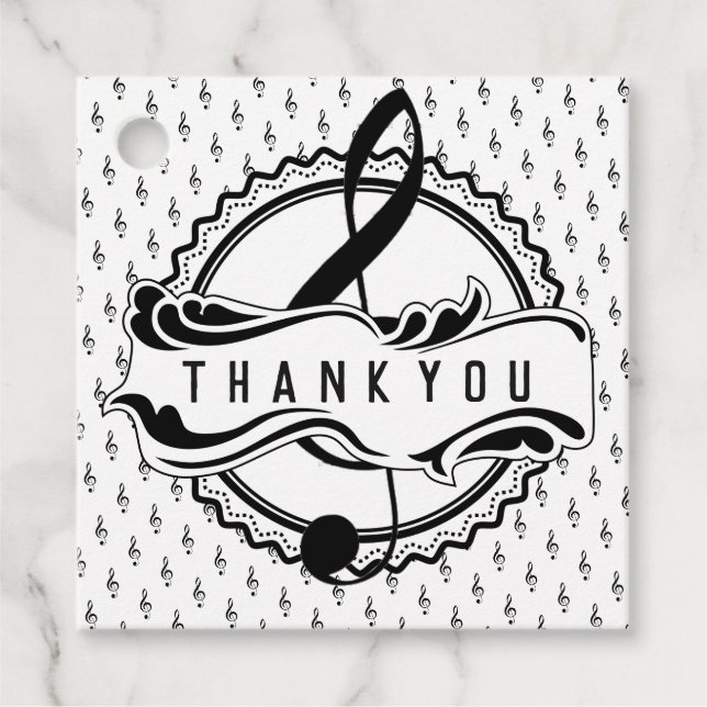 Étiquettes Cadeau Merci Musical Note Favoriser les balises (Devant)