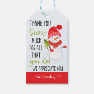 Étiquettes-cadeau Merci Neige Beaucoup Pour Tout Ce Que Vous Faites 