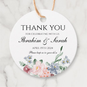 Étiquettes Cadeau Merci nikah mariage musulman faveur floral