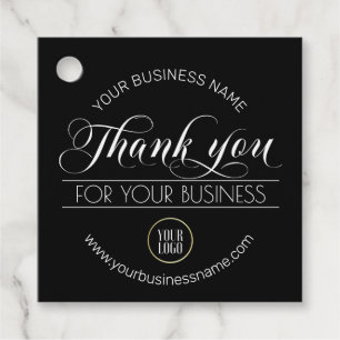 Étiquettes Cadeau Merci noir blanc ajouter votre LOGO
