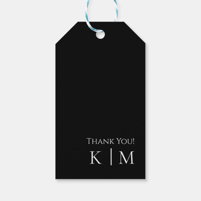 Étiquettes-cadeau Merci noir et blanc Mariage - (Dos)