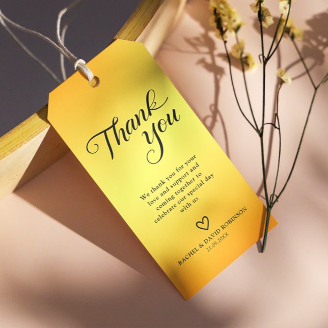 Étiquettes-cadeau Merci noir et or élégant Favoriser (Créateur téléchargé)