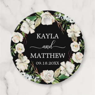 Étiquettes Cadeau Merci noir Mariage blanc antique