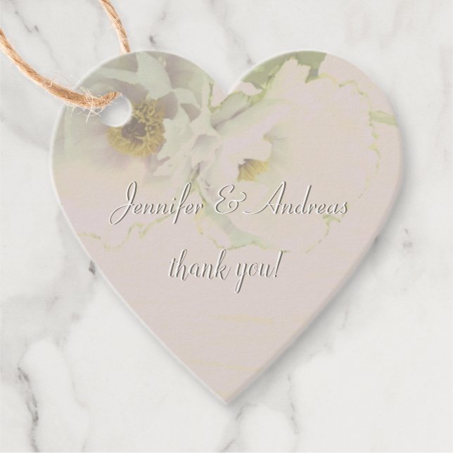 Étiquettes Cadeau "Merci !" Noms du couple Mariage Mauve Peony (Devant)