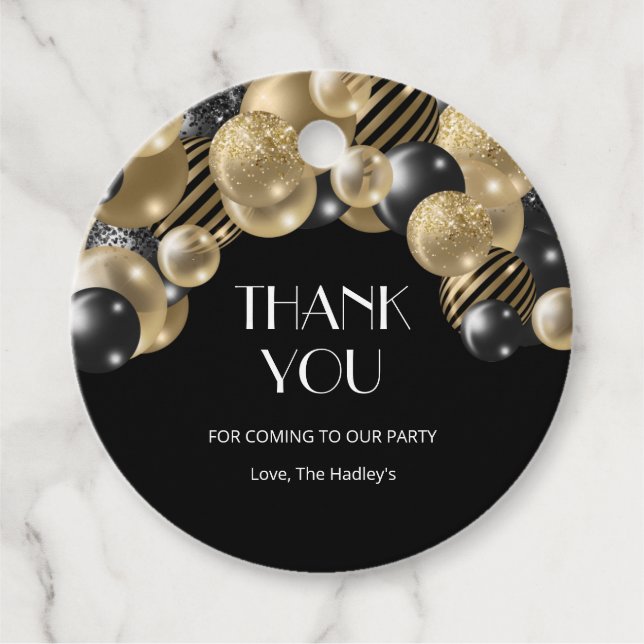 Étiquettes Cadeau Merci or élégant (Devant)