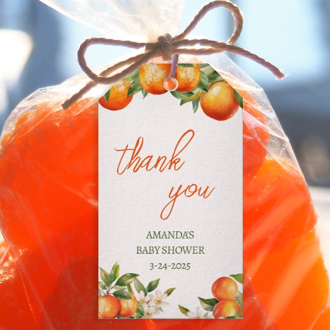 Étiquettes-cadeau Merci orange Cutie (Orange Party Favor Thank You Tag)