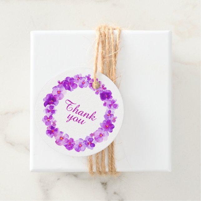 Étiquettes Cadeau Merci pansement violet wreath art (En situation)