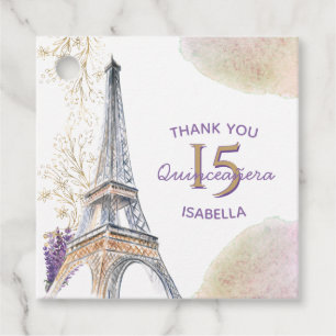 Étiquettes Cadeau Merci Paris Tour Eiffel 15 Quinceanera