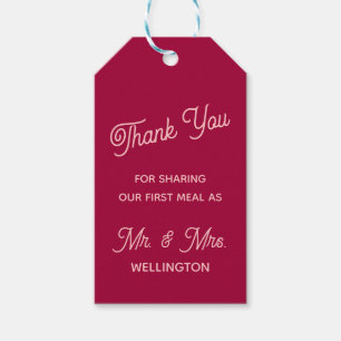 Étiquettes-cadeau Merci Partage Notre premier Mariage rose