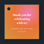 Étiquettes Cadeau Merci personnalisé Bat mitzvah orange rétro<br><div class="desc">Merci personnalisé Bat mitzvah unique Retro Orange Rose Tags favoris</div>