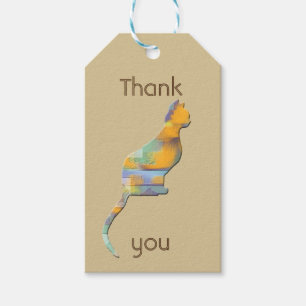 Étiquettes-cadeau Merci Pet Sitter Couleur Bloc Kitten Chat