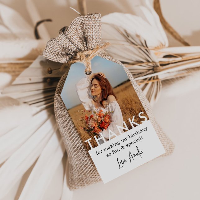 Étiquettes-cadeau Merci photo de fête d'anniversaire (Créateur téléchargé)