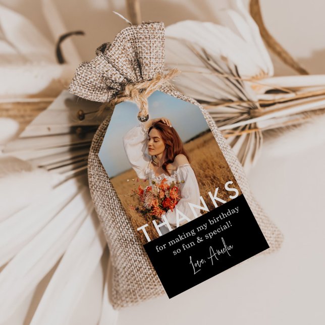 Étiquettes-cadeau Merci photo de fête d'anniversaire (Créateur téléchargé)