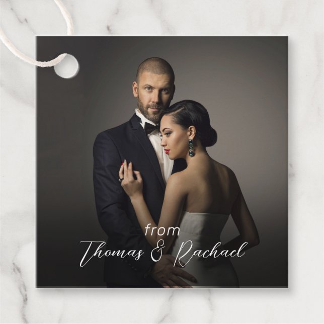 Étiquettes Cadeau Merci photo de mariée et de chambre personnalisée (Devant)