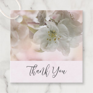 Étiquettes Cadeau Merci photo en fleurs de pomme blanche