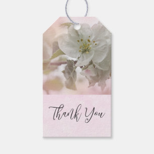 Étiquettes-cadeau Merci photo en fleurs de pomme blanche