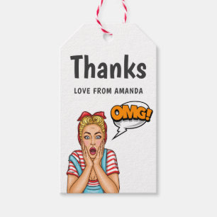 Étiquettes-cadeau Merci Pop Art Bande Dessinée
