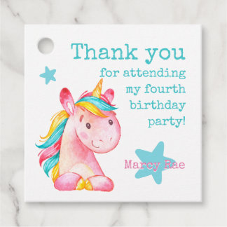 Étiquettes Cadeau Merci pour avoir participé à la fête de la Licorne