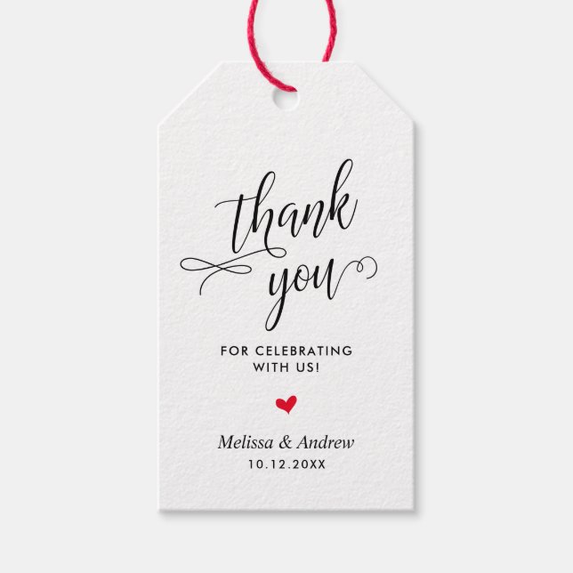 Étiquettes-cadeau Merci pour célébrer avec nous, Mariage (Devant)