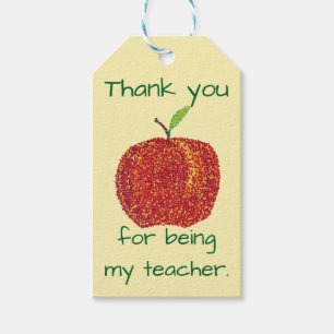 Étiquettes-cadeau Merci pour être mon Pointillism Apple de